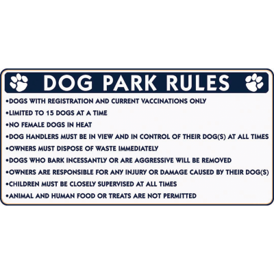 18X36 DOG PARK RULES