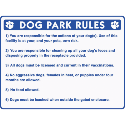 24 x 18 DOG PARK RULES